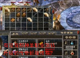 有没有那种单职业顶钻升级的传奇新服推荐? 有没有那种单职业顶钻升级的传奇新服推荐?